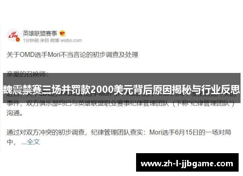 魏震禁赛三场并罚款2000美元背后原因揭秘与行业反思